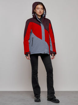 Горнолыжная куртка женская зимняя большого размера красного цвета 2308Kr - Mtforce фото 19