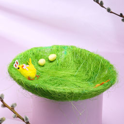 Пасхальная декоративная корзинка Цыпленок на травке 24х20х5.5 см