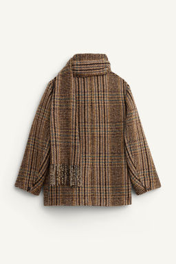 LIMITED EDITION CROPPED CHECK COAT WITH SCARF - Zara фото 9