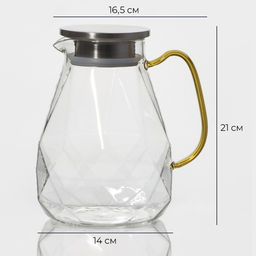 Кувшин для воды Magistro «Льдинка», 1.75 л, 14×21 см, с металлической крышкой, стекло, прозрачный