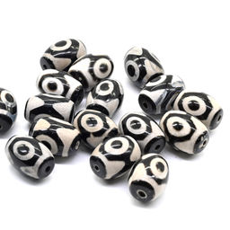 Бусины Дзи "Три глаза" из агата бочонок 10*14мм, 1 бусина Радуга камня