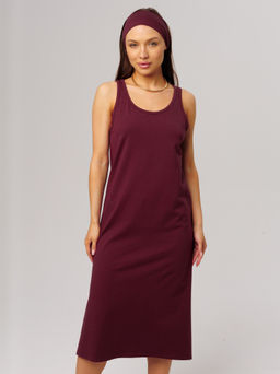 Трикотажная удлиненная туника с разрезами темно-бордовая КТ-18 (28)