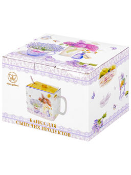 Банка д/сыпучих прод. 1 л 16,5х15,5х11,5 см Лаванда, с откид. бамбук. крыш.+ложка NEW BONE CHINA - Elan gallery фото 9