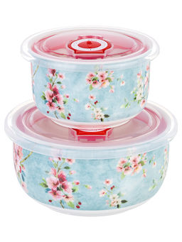 Набор 2 салатников 560 мл 13*13*6,5 см + 260 мл 10,5*10,5*6 см Яблоневый цвет на голубом без зол.к - Elan gallery фото 21