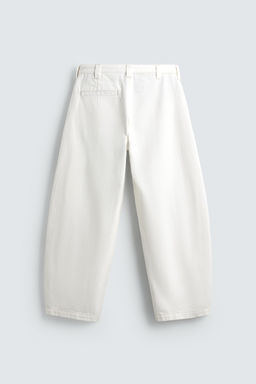 PANTAL?N CHINO DENIM BARREL FIT PLIEGUES / Blanco - Zara фото 8