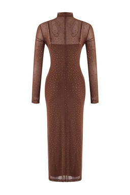 TRENDYOLMILLA Limited Edition Siyah Parlak Tasl? Tul Elbise TPRAW24EL00208  фото 9