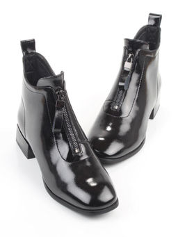 01-M43-17 BLACK Ботинки демисезонные женские (натуральная кожа)