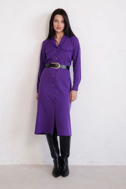 Martichelli Платье-рубашка с английским воротником фиолетовое  фото 10