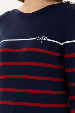Женский темно-синий свитер с круглым вырезом - U.s. polo assn фото 7