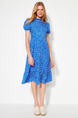 TRENDYOLMILLA Ac?k Mavi Cicekli A Kesim F?rf?rl? Midi Dokuma Elbise TWOSS20EL0894  фото 47