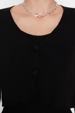 TRENDYOLMILLA Pembe Vucuda Oturan Midi Triko H?rka Elbise Tak?m TWOSS21EL0208 фото 16