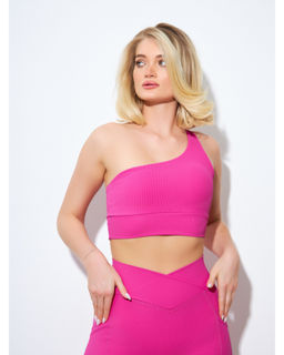 Топ на одно плечо в рубчик PREMIUM ягодный