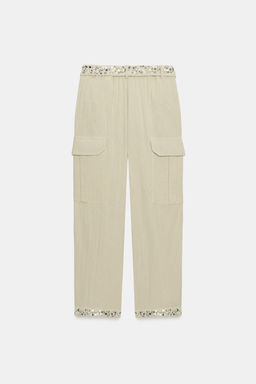 PANTAL?N CARGO LENTEJUELAS ZW COLLECTION / Khaki claro