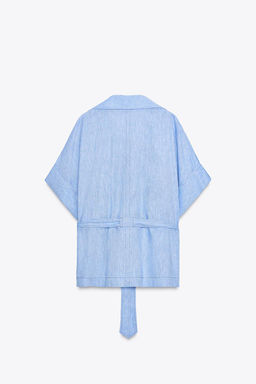 LINEN BLEND SAFARI SHIRT - Zara фото 7