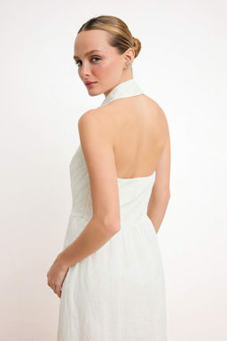 Beyaz Duz Maxi Dokuma Elbise TWOSS26EL00224