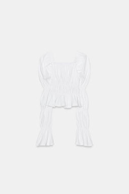 TOP FRUNCES MANGA ABULLONADA / Blanco - Zara фото 5