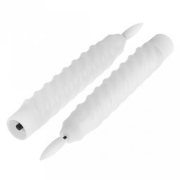 Свеча столовая, восковая, светодиодная на батарейках "Витая" д2,2см h13,5(16,5)см, свет теплый, с мерцанием, цвет белый, питание от 2-х батареек ААА (в комплект не входят), 2 штуки в ПВХ коробке (Китай)