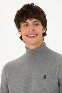 U. S. Polo Assn Мужской серый меланжевый базовый свитер - U.s. polo assn фото 2