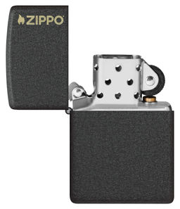 Зажигалка ZIPPO Логотип с черным покрытием с кракелюром | Logo Black Crackle 236ZL  фото 4