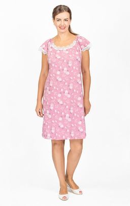 Сорочка с кружевом стрейч, сухая роза (801-13)