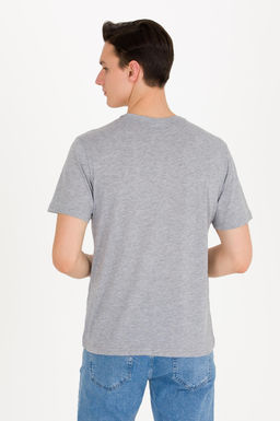 U. S. Polo Assn Мужская серая меланжевая базовая футболка с v-образным вырезом - U.s. polo assn фото 5