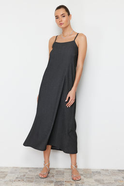 Yag Yesili Duz Midi Ask?l? Shift/Duz Maxi Orme Elbise TWOSS24EL00288 - Trendyolmilla фото 7