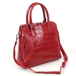 Женская кожаная сумка тоут под крокодила 1543-220 Красный