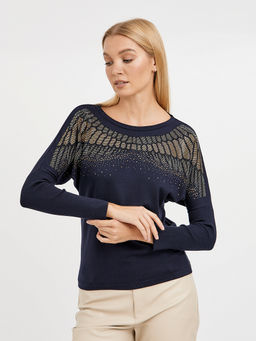 джемпер женский в синем цвете с добавлением страз - Glenfield фото 4