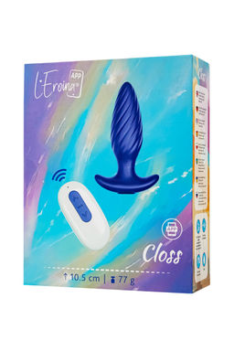 Анальная вибровтулка LEroina APP CLOSS с управлением от приложения и пульта, силикон, синий, 10,5 с