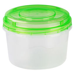 Контейнер для продуктов пластмассовый 1л, д14см, h10см, винтовая крышка, подходит для СВЧ (Россия)