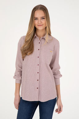 Женская бордовая рубашка с длинным рукавом Неожиданная скидка в корзине - U.s. polo assn фото 3