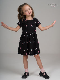 Платье Лето тюльпаны на черном