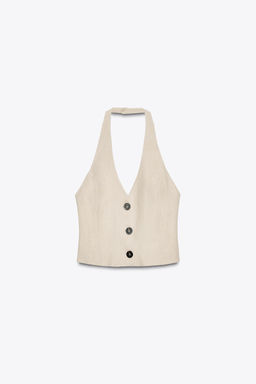 LINEN BLEND HALTER TOP - Zara фото 5