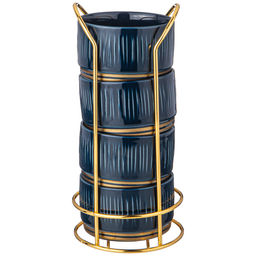 НАБОР САЛАТНИКОВ LEFARD HERBAL НА МЕТАЛЛ. ПОДСТАВКЕ 4 ШТ. 9*5 СМ 230 МЛ СИНИЙ  фото 4