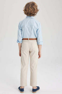 Габардиновые брюки-двойка для мальчиков с поясом - Defacto фото 6