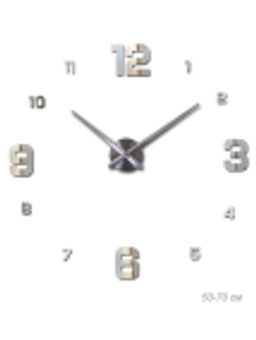 Часы аппликация 3D 50-70 см / ZH00520S/3 /уп 72/ серебро