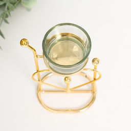 Подсвечник металлический, стекло на 1 свечу «Сердце. Шарики», d-4.5 см, золото, 9×4.5×17 см