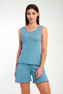 Арт. 9156/2 Пижама с шортами 42-50 (5 шт) Цвет:верх-голубой,низ-голубой - Калинка фото 17