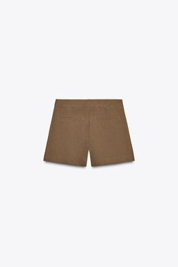 LINEN BLEND PLEATED BERMUDA SHORTS - Zara фото 7