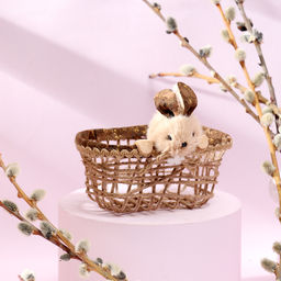 Декоративная пасхальная корзинка Зайка 7х14х13см