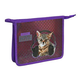 Папка для тетрадей А5, 195 х 245 х 50 мм, молния сверху, К 81ШК5, Кот певец (объемный 3D-рисунок с эффектом металлика), ламинированный картон/текстиль - Calligrata фото 2