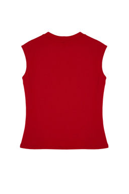 K?rm?z? Viskoz/Yumusak Kumas Fitted/Vucuda Oturan Esnek Orme Bluz TWOSS24BZ00432