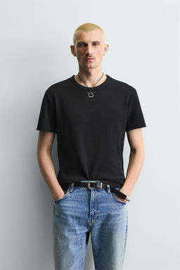 CAMISETA PUNTO SLIM FIT ESTRUCTURA / Negro - Zara фото 2