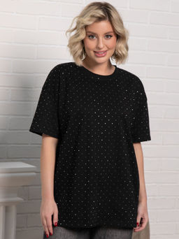 Футболка Ия (черная/стразы) Б15236-4М