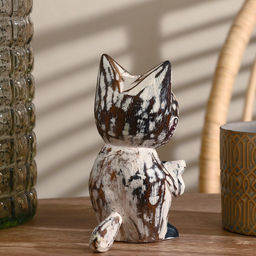 Сувенир «Кошка с рыбкой», 8×15×17 см, дерево, серый