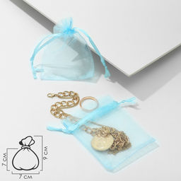 Цена за 100 шт. Мешочек подарочный, 7?9 см, голубой