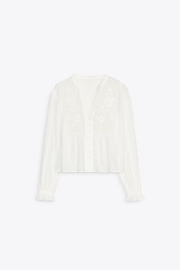 SHORT BLOUSE WITH CUTWORK EMBROIDERY - Zara фото 15