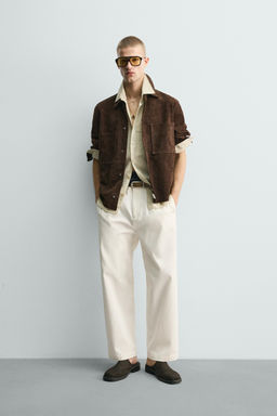 SOBRECAMISA PIEL ANTE BOLSILLOS / Marr?n