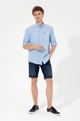 U. S. Polo Assn Мужская синяя рубашка с длинным рукавом - U.s. polo assn фото 4