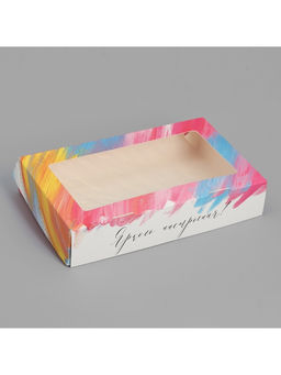 Цена за 5 шт. Кондитерская упаковка, коробка с ламинацией «Мазки», 20 х 12 х 4 см